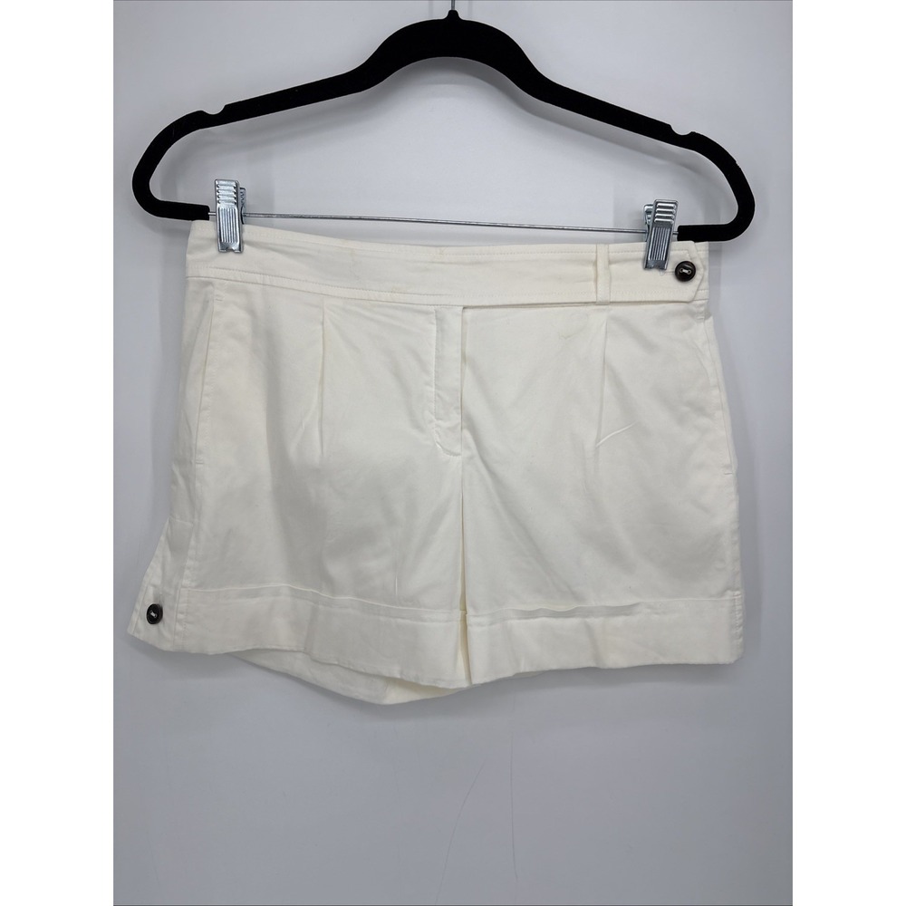 Escada Sport Shorts Womens 6 XS White Cuffed Pleated Beach City 4" Inseam